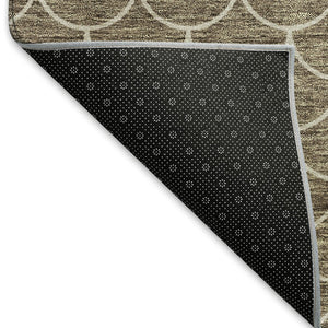 HomeRoots 10' Brown & Ivory Geometric Washable Area Rug - UV Protection, Stain Resistant, Perfect for Kids & Pets! 674161