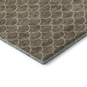 HomeRoots 10' Brown & Ivory Geometric Washable Area Rug - UV Protection, Stain Resistant, Perfect for Kids & Pets! 674161