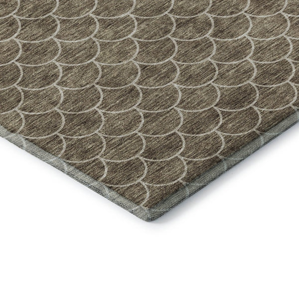 HomeRoots 10' Brown & Ivory Geometric Washable Area Rug - UV Protection, Stain Resistant, Perfect for Kids & Pets! 674161