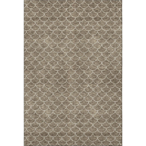 HomeRoots 10' Brown & Ivory Geometric Washable Area Rug - UV Protection, Stain Resistant, Perfect for Kids & Pets! 674161