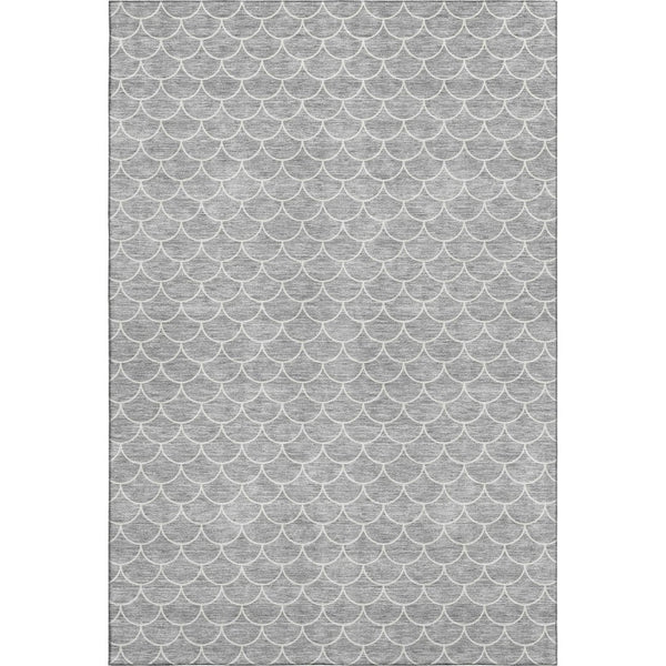 HomeRoots 8' X 10' Gray and Ivory Geometric Washable Area Rug with UV Protection for Modern Homes and Families 674165