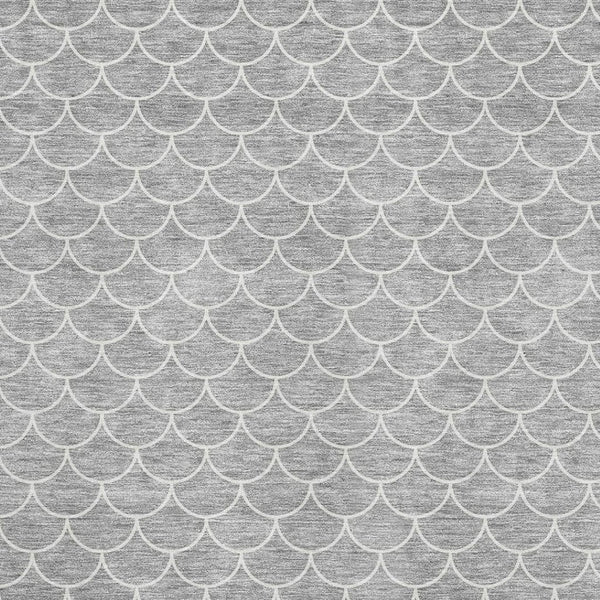 HomeRoots 8' X 10' Gray and Ivory Geometric Washable Area Rug with UV Protection for Modern Homes and Families 674165