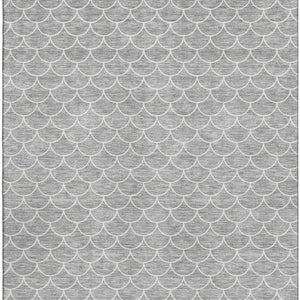 HomeRoots 8' X 10' Gray and Ivory Geometric Washable Area Rug with UV Protection for Modern Homes and Families 674165