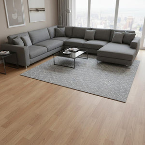 HomeRoots 10' X 14' Gray & Ivory Geometric Area Rug - Washable, UV-Protected, Durable, Modern Design for Homes 674167