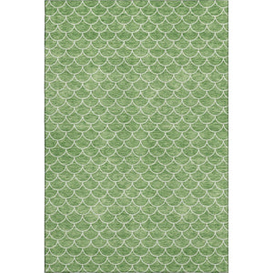 HomeRoots 5' X 8' Green And Ivory Geometric Area Rug - Washable, UV Protected, Stylish & Durable for Any Space 674169