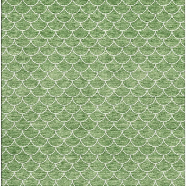 HomeRoots 5' X 8' Green And Ivory Geometric Area Rug - Washable, UV Protected, Stylish & Durable for Any Space 674169