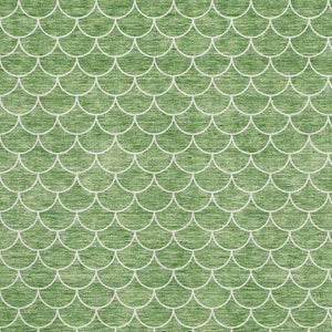 HomeRoots 8' X 10' Stylish Green and Ivory Geometric Washable Area Rug with UV Protection for Modern Homes 674171