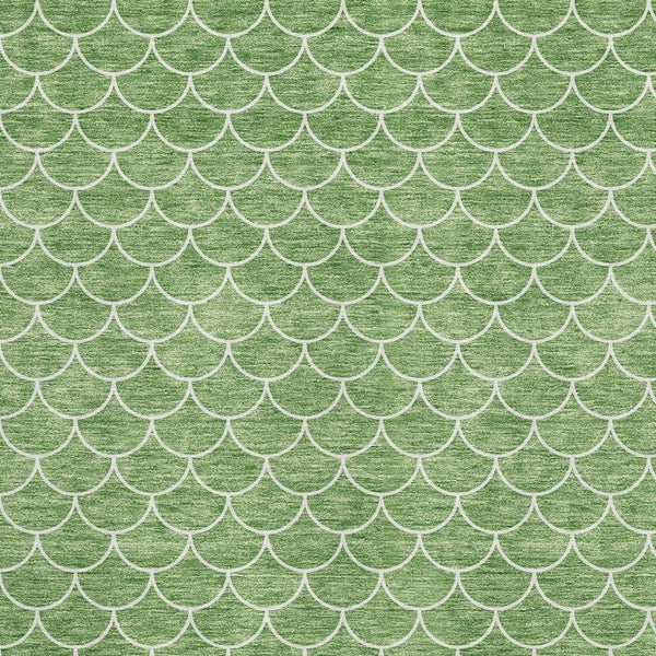 HomeRoots 8' X 10' Stylish Green and Ivory Geometric Washable Area Rug with UV Protection for Modern Homes 674171