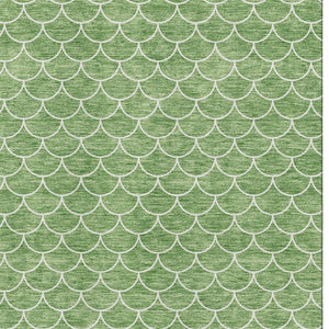 HomeRoots 9' X 12' Green and Ivory Geometric Area Rug - Washable, UV Resistant, Perfect for Modern Spaces! 674172