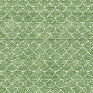 HomeRoots 10' Geometric Washable Area Rug in Green & Ivory - UV Protected, Stain-Resistant, Perfect for Families! 674173