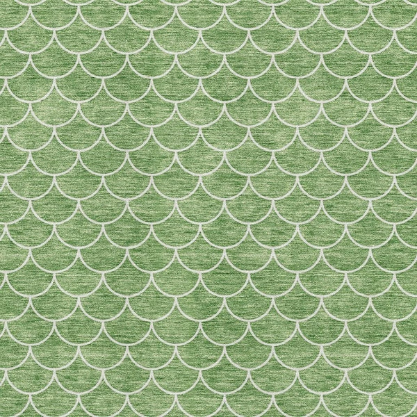 HomeRoots 10' Geometric Washable Area Rug in Green & Ivory - UV Protected, Stain-Resistant, Perfect for Families! 674173