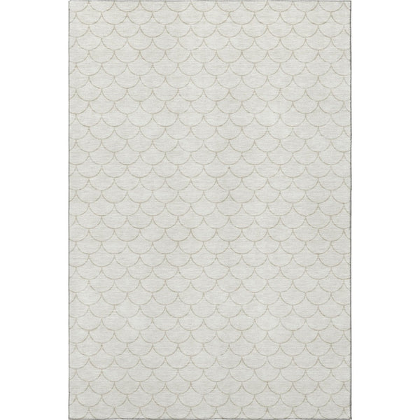 HomeRoots 5' X 8' Ivory and Beige Geometric Area Rug – Washable, UV Protected, Stain Resistant for Family Spaces 674175