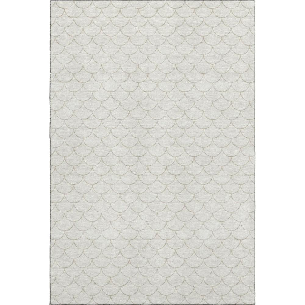HomeRoots 8' X 10' Stylish Ivory & Beige Geometric Washable Area Rug with UV Protection for High-Traffic Rooms 674177