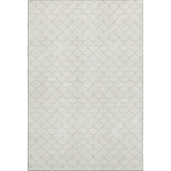 HomeRoots 8' X 10' Stylish Ivory & Beige Geometric Washable Area Rug with UV Protection for High-Traffic Rooms 674177