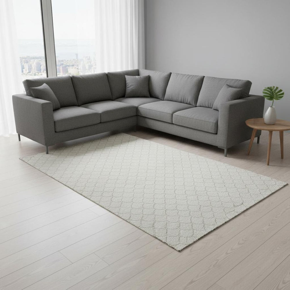 HomeRoots 9' X 12' Stylish Ivory and Beige Geometric Area Rug - Washable, UV-Protected, Perfect for High Traffic Rooms 674178