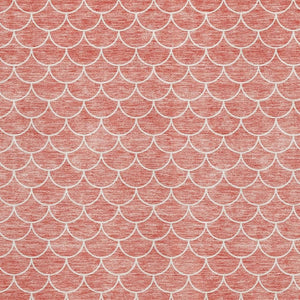 HomeRoots 5' X 8' Salmon and Ivory Geometric Area Rug – Machine Washable, UV Protected, Stain Resistant Design 674181