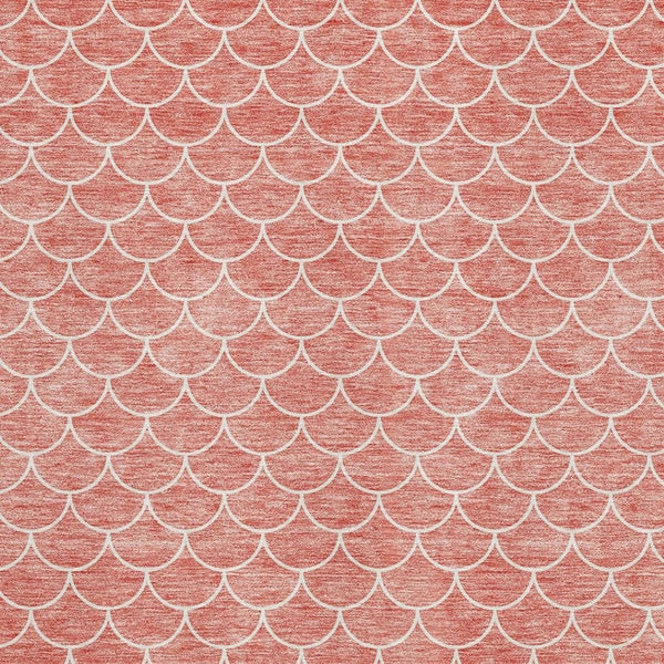 HomeRoots 5' X 8' Salmon and Ivory Geometric Area Rug – Machine Washable, UV Protected, Stain Resistant Design 674181
