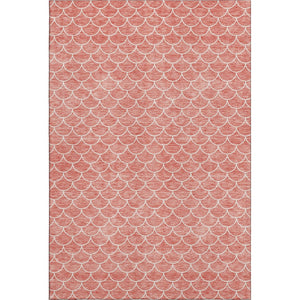 HomeRoots 9' X 12' Salmon & Ivory Geometric Area Rug - Stylish, Washable, UV-Protected, Durable Design for Homes 674184