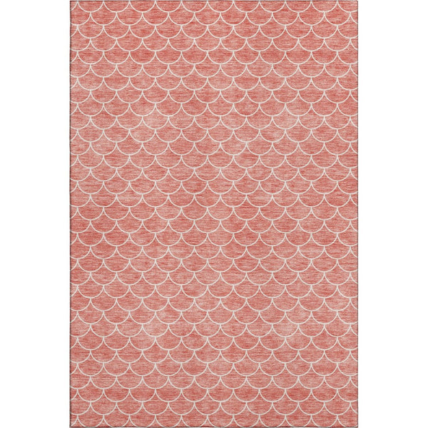 HomeRoots 9' X 12' Salmon & Ivory Geometric Area Rug - Stylish, Washable, UV-Protected, Durable Design for Homes 674184