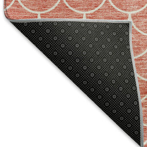 HomeRoots 9' X 12' Salmon & Ivory Geometric Area Rug - Stylish, Washable, UV-Protected, Durable Design for Homes 674184