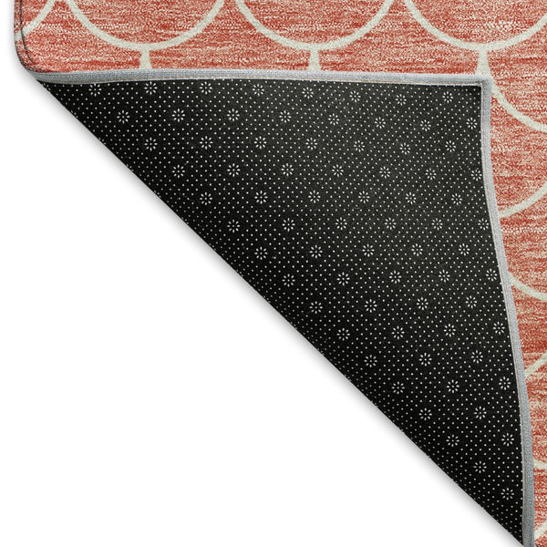 HomeRoots 9' X 12' Salmon & Ivory Geometric Area Rug - Stylish, Washable, UV-Protected, Durable Design for Homes 674184