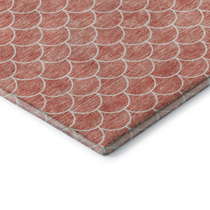 HomeRoots 9' X 12' Salmon & Ivory Geometric Area Rug - Stylish, Washable, UV-Protected, Durable Design for Homes 674184