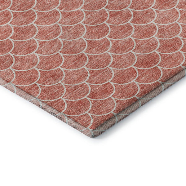 HomeRoots 9' X 12' Salmon & Ivory Geometric Area Rug - Stylish, Washable, UV-Protected, Durable Design for Homes 674184