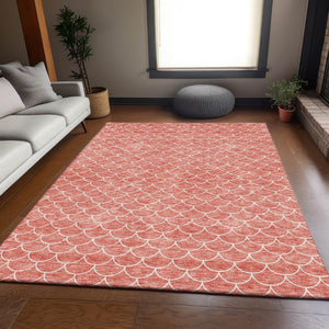 HomeRoots 9' X 12' Salmon & Ivory Geometric Area Rug - Stylish, Washable, UV-Protected, Durable Design for Homes 674184