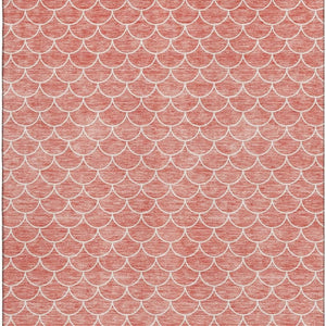 HomeRoots 9' X 12' Salmon & Ivory Geometric Area Rug - Stylish, Washable, UV-Protected, Durable Design for Homes 674184