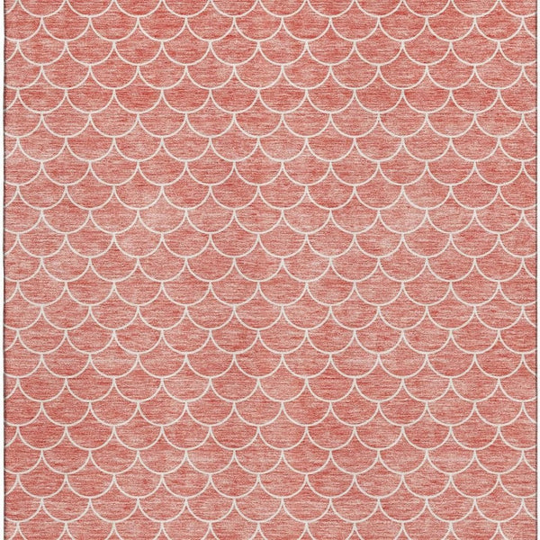 HomeRoots 9' X 12' Salmon & Ivory Geometric Area Rug - Stylish, Washable, UV-Protected, Durable Design for Homes 674184