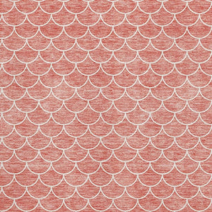HomeRoots 10' X 14' Salmon & Ivory Geometric Washable Area Rug - Durable, Stain Resistant & UV Protected Design 674185