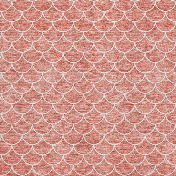 HomeRoots 10' X 14' Salmon & Ivory Geometric Washable Area Rug - Durable, Stain Resistant & UV Protected Design 674185
