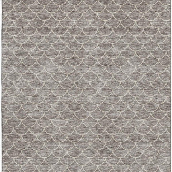 HomeRoots 5' X 8' Taupe And Ivory Geometric Washable Area Rug - Stylish, Durable, UV-Protected for All Rooms! 674187