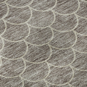 HomeRoots 8' Taupe and Ivory Geometric Round Rug - Washable, UV-Protected, Stain-Resistant, Modern Design! 674188
