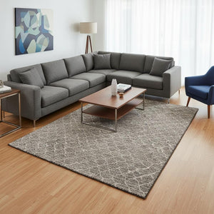 HomeRoots 8' X 10' Taupe and Ivory Geometric Area Rug - Durable, Stain Resistant, UV Protected for Easy Care 674189