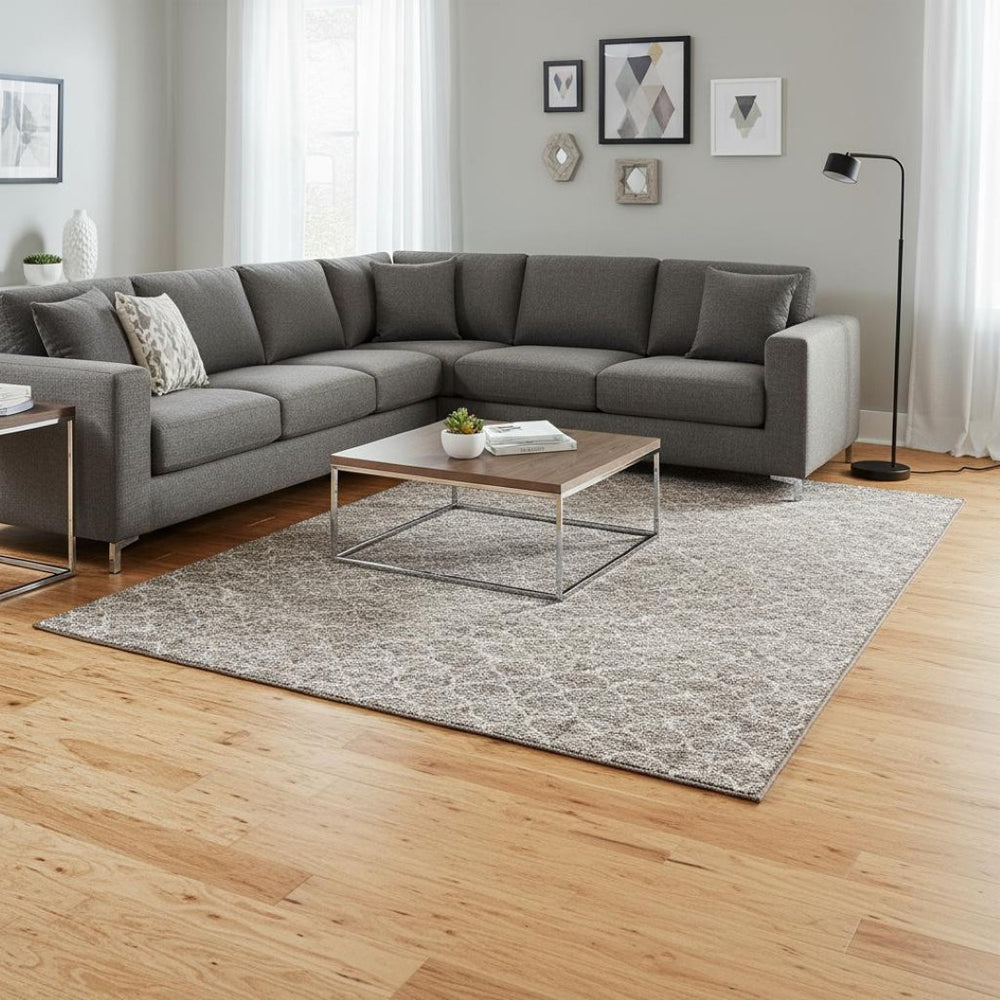HomeRoots 9' X 12' Taupe & Ivory Geometric Area Rug – Washable, UV-Protected, Stain-Resistant for Busy Homes 674190