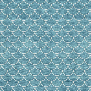 HomeRoots 5' X 8' Teal & Ivory Geometric Area Rug - Washable, UV-Protected, Durable for High-Traffic Spaces 674193