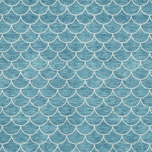 HomeRoots 8' X 10' Teal and Ivory Geometric Area Rug – Washable, Stain-Resistant, UV-Protected for Everyday Use 674195