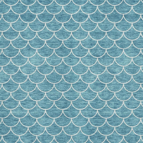 HomeRoots 8' X 10' Teal and Ivory Geometric Area Rug – Washable, Stain-Resistant, UV-Protected for Everyday Use 674195