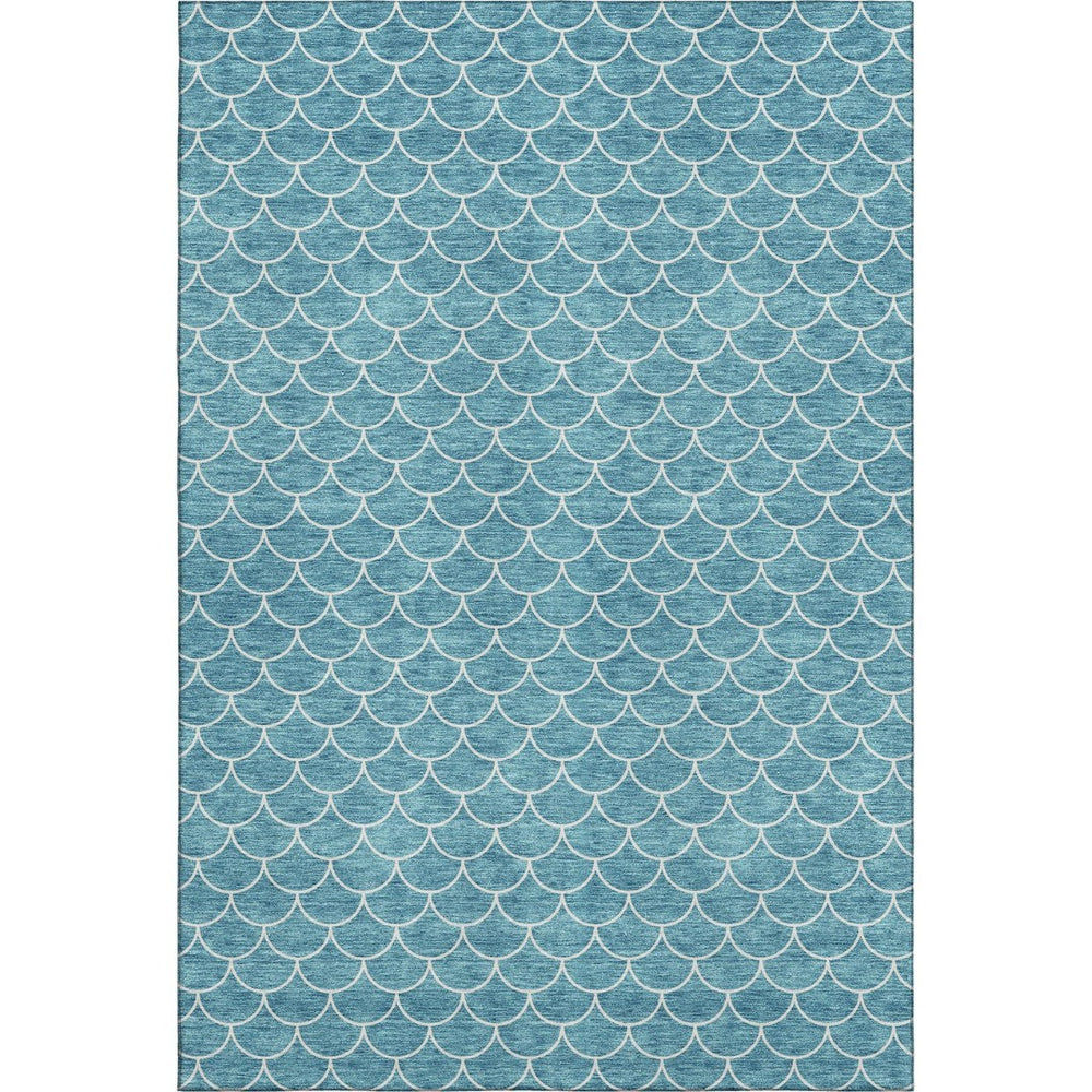 HomeRoots 9' X 12' Teal and Ivory Geometric Area Rug – Washable, UV Protected, and Stain Resistant Design! 674196