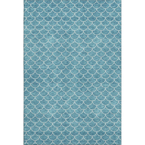 HomeRoots 9' X 12' Teal and Ivory Geometric Area Rug – Washable, UV Protected, and Stain Resistant Design! 674196