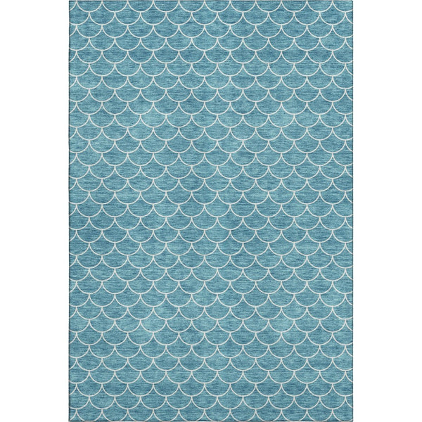 HomeRoots 9' X 12' Teal and Ivory Geometric Area Rug – Washable, UV Protected, and Stain Resistant Design! 674196