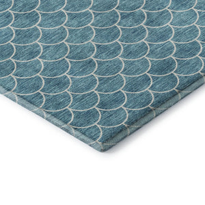 HomeRoots 9' X 12' Teal and Ivory Geometric Area Rug – Washable, UV Protected, and Stain Resistant Design! 674196
