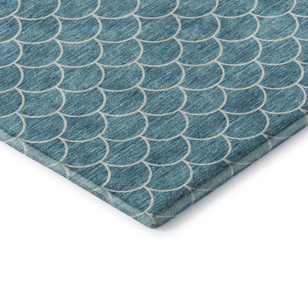HomeRoots 9' X 12' Teal and Ivory Geometric Area Rug – Washable, UV Protected, and Stain Resistant Design! 674196