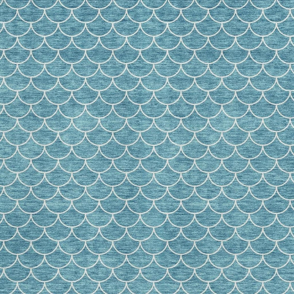 HomeRoots 9' X 12' Teal and Ivory Geometric Area Rug – Washable, UV Protected, and Stain Resistant Design! 674196