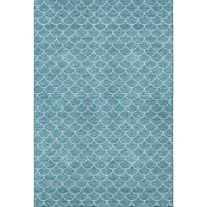 HomeRoots 9' X 12' Teal and Ivory Geometric Area Rug – Washable, UV Protected, and Stain Resistant Design! 674196