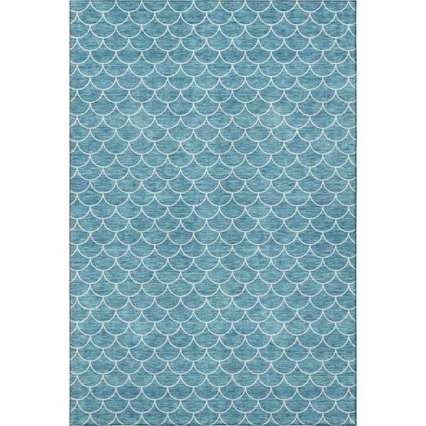HomeRoots 9' X 12' Teal and Ivory Geometric Area Rug – Washable, UV Protected, and Stain Resistant Design! 674196