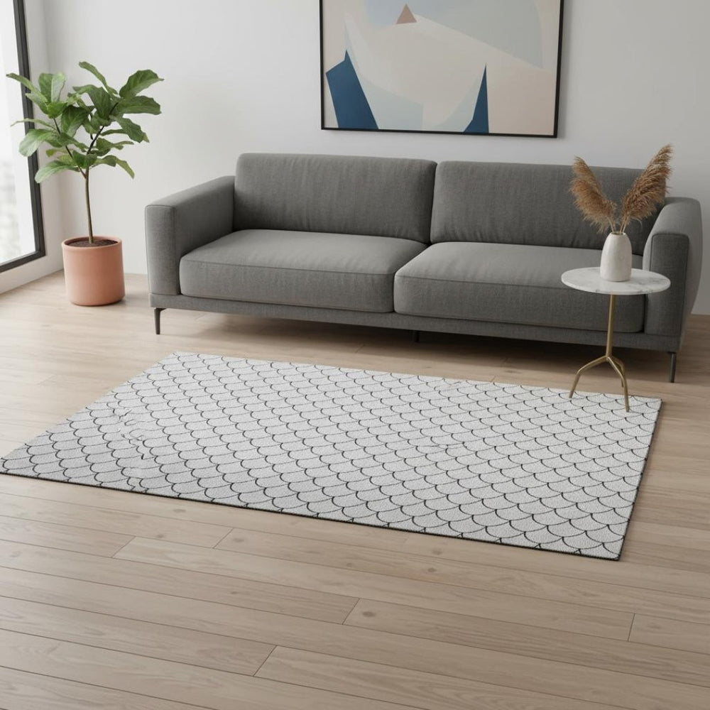 HomeRoots 5' x 8' Modern Geometric Washable Area Rug with UV Protection – Durable, Stylish, and Easy Care! 674199