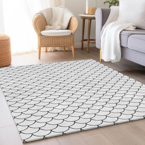 HomeRoots 5' x 8' Modern Geometric Washable Area Rug with UV Protection – Durable, Stylish, and Easy Care! 674199