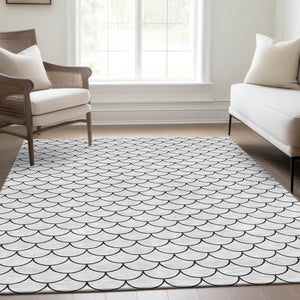 HomeRoots 5' x 8' Modern Geometric Washable Area Rug with UV Protection – Durable, Stylish, and Easy Care! 674199